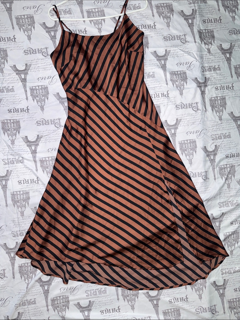 a new day Brown and Black Striped Slip Midi Dress